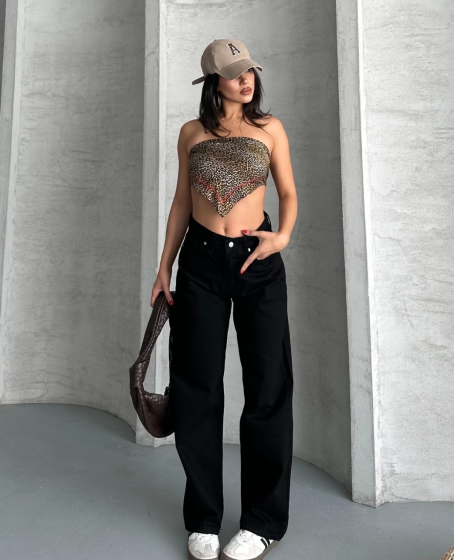 Palazzo straight enzim süper taş yıkama jeans pantolon siyah Palazzo straight enzim süper taş yıkama jeans pantolon siyah