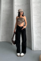 Palazzo straight enzim süper taş yıkama jeans pantolon siyah Palazzo straight enzim süper taş yıkama jeans pantolon siyah