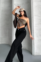 Palazzo straight enzim süper taş yıkama jeans pantolon siyah Palazzo straight enzim süper taş yıkama jeans pantolon siyah