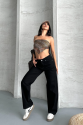 Palazzo straight enzim süper taş yıkama jeans pantolon siyah Palazzo straight enzim süper taş yıkama jeans pantolon siyah