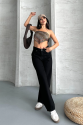 Palazzo straight enzim süper taş yıkama jeans pantolon siyah Palazzo straight enzim süper taş yıkama jeans pantolon siyah