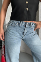 Palazzo straight kar yıkama jeans pantolon mavi Palazzo straight kar yıkama jeans pantolon mavi