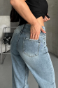 Palazzo straight kar yıkama jeans pantolon mavi Palazzo straight kar yıkama jeans pantolon mavi