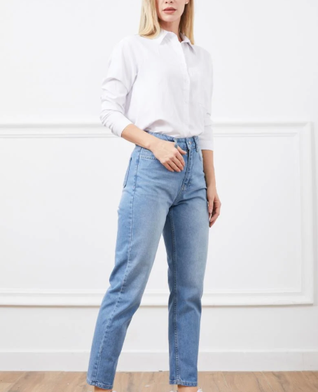 Yüksek bel mom jean pantolon