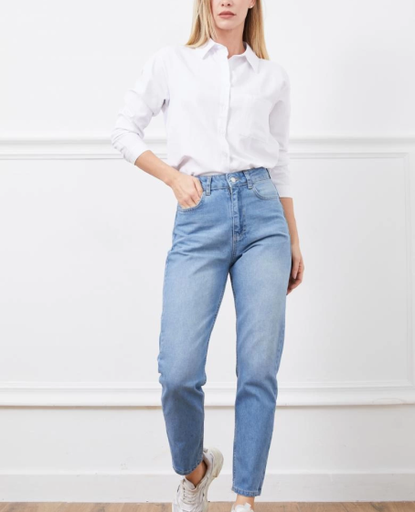 Yüksek bel mom jean pantolon