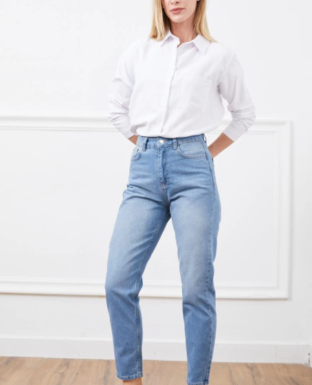 Yüksek bel mom jean pantolon