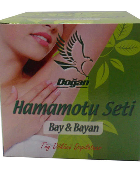 Hamamotu Seti Tüy Dökücü Toz Bay Bayan 100 Gr Kase Spatula Kolonyalı Mendil