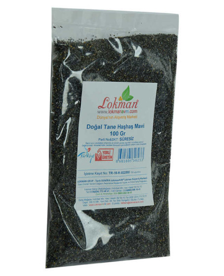 Haşhaş Tohumu Tane Doğal Mavi 100 Gr Paket