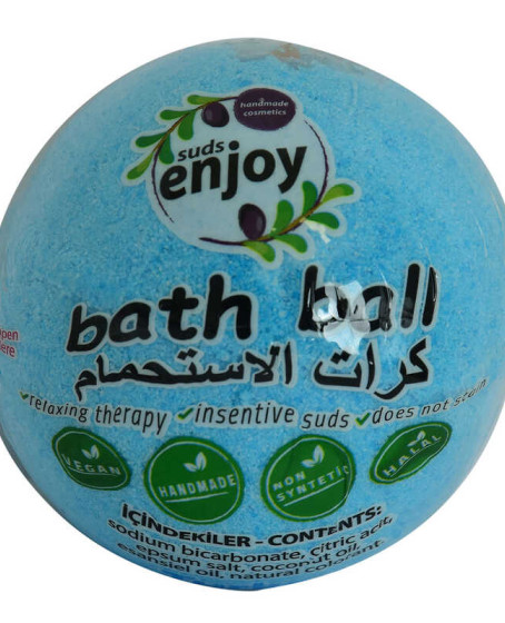 Himalaya Tuzlu El Yapımı Banyo Küvet Topu Sabunu Mavi 90-120 Gr