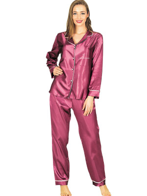 Mor Saten Pijama Takımı Mor Saten Pijama Takımı