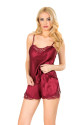 Bordo Saten Babydoll Şortlu Takım Bordo Saten Babydoll Şortlu Takım