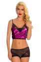 Mor Saten Dantelli Babydoll Şortlu Takım Mor Saten Dantelli Babydoll Şortlu Takım
