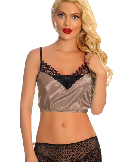 Vizon Saten Dantelli Babydoll Şortlu Takım Vizon Saten Dantelli Babydoll Şortlu Takım