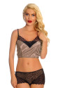 Vizon Saten Dantelli Babydoll Şortlu Takım Vizon Saten Dantelli Babydoll Şortlu Takım