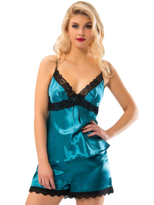 Yeşil Saten Babydoll Şortlu Takım Yeşil Saten Babydoll Şortlu Takım