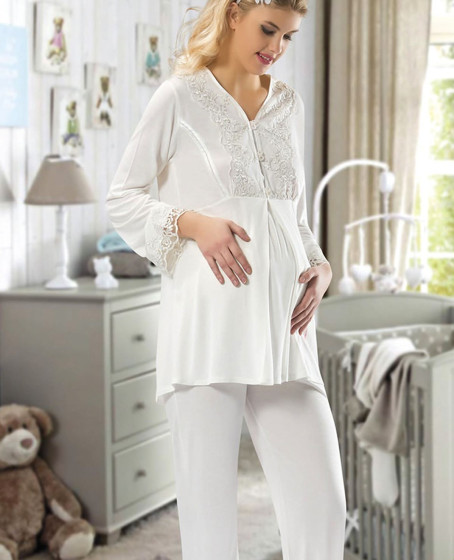 Ekru Hamile ( Lohusa ) Pijama Takımı Ekru Hamile ( Lohusa ) Pijama Takımı