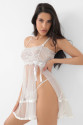 Beyaz Şifon Pileli Gecelik-835 Beyaz Şifon Pileli Gecelik-835