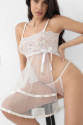Beyaz Şifon Pileli Gecelik-835 Beyaz Şifon Pileli Gecelik-835