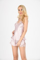 Pudra Saten Babydoll Şortlu Takım