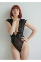 Siyah Yarım Kol Dantel Bodysuit Siyah Yarım Kol Dantel Bodysuit