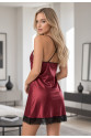 Bordo Dantelli Saten Gecelik
