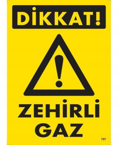 Dikkat Zehirli Gaz Uyarı Levhası 25x35 KOD:797