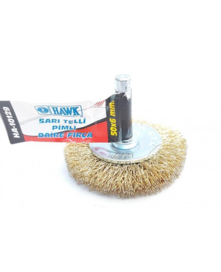 Hawk HA10129 Pimli Sarı Tel Daire Fırça 50x6 mm Hawk HA10129 Pimli Sarı Tel Daire Fırça 50x6 mm