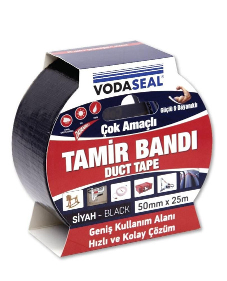 Vodaseal Duct Tape Tamir Bandı 50 mm 25 Metre Siyah Vodaseal Duct Tape Tamir Bandı 50 mm 25 Metre Siyah