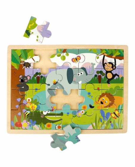 S01002909 WOODEN PUZZLE VEHICLES ANMALS 5 PCS 2 AST