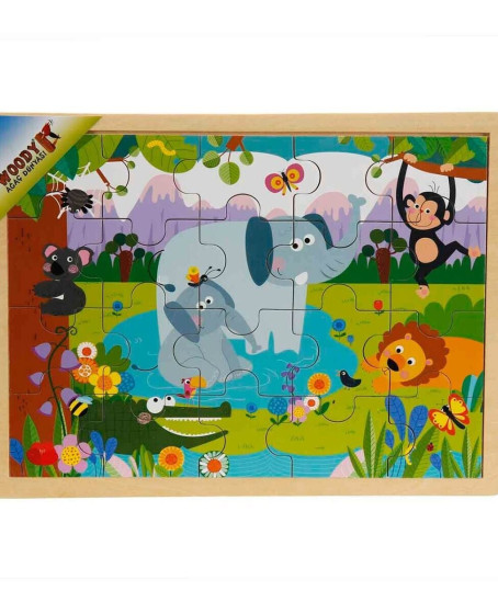 S01002909 WOODEN PUZZLE VEHICLES ANMALS 5 PCS 2 AST