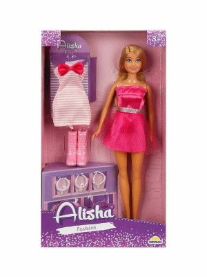01423 SUN-RST-SIS-MNK- Alisha Gece Elbiseli Bebek Seti 29cm - Sunman