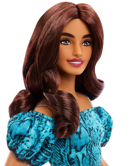 JJN63 Barbie Fashionistas - Turkuaz Renkli Leopar Desenli Elbise