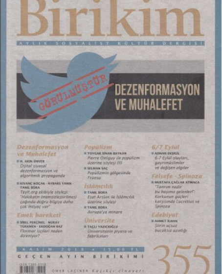 Birikim Aylık Sosyalist Kültür Dergisi Sayı: 355 Kasım 2018