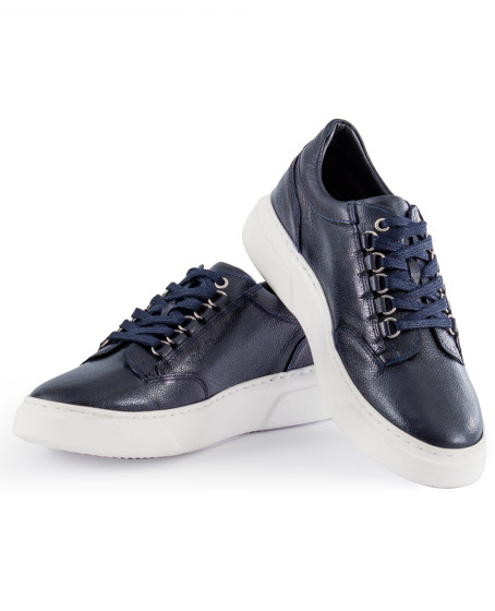 Erkek Sneaker Hakiki Deri Spor Ayakkabı Lacivert