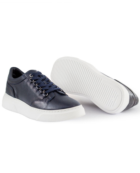 Erkek Sneaker Hakiki Deri Spor Ayakkabı Lacivert