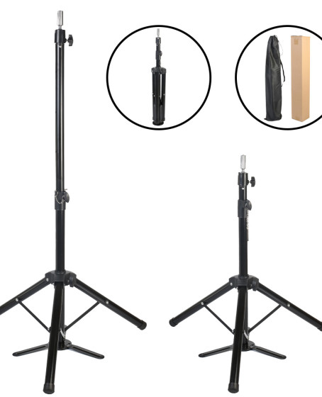 Kuaför Eğitim Mankeni İçin Ayaklı Metal Tripod / Siyah + Taşıma Çantası