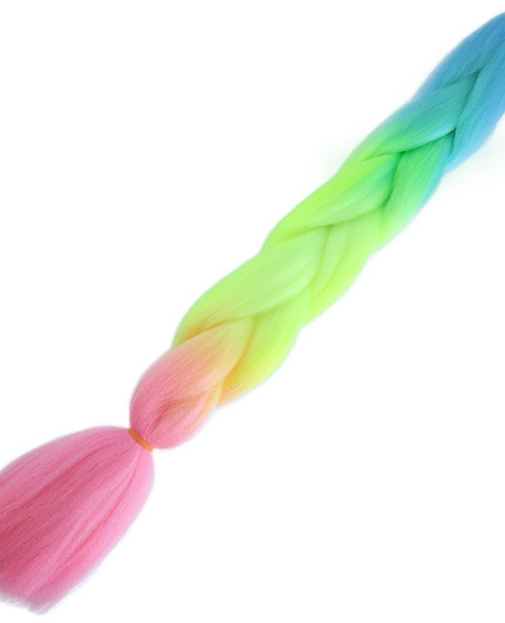 Afrika Örgülük Ombreli Sentetik Saç 100 Gr. / Açık Mavi / Neon Sarı / Pembe