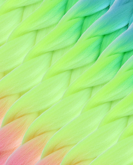 Afrika Örgülük Ombreli Sentetik Saç 100 Gr. / Açık Mavi / Neon Sarı / Pembe