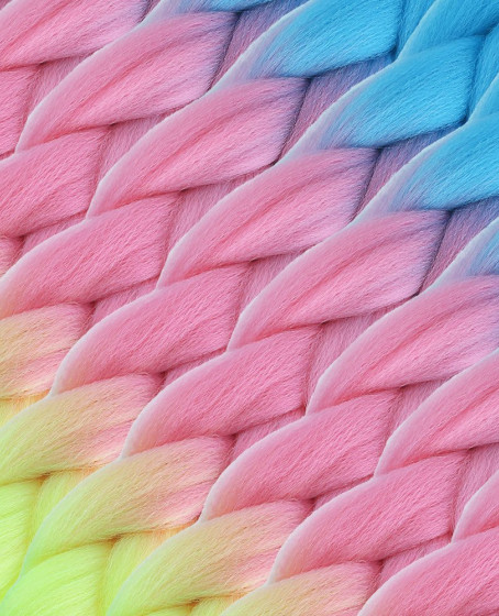 Afrika Örgülük Ombreli Sentetik Saç 100 Gr. / Açık Mavi / Pembe / Neon Sarı Afrika Örgülük Ombreli Sentetik Saç 100 Gr. / Açık Mavi / Pembe / Neon Sarı