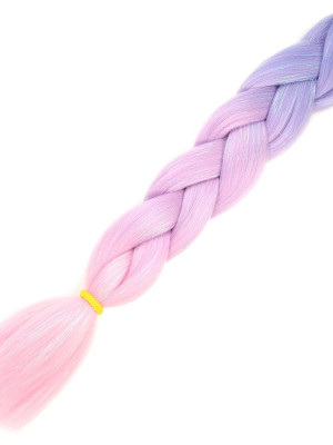 Simli Lila / Pembe / Şeker Pembesi Ombreli Örgülük Saç 100 Gr.
