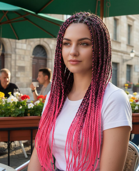 Afrika Örgüsü Ve Rasta İçin Sentetik Ombreli Saç / Siyah / Neon Pembe Afrika Örgüsü Ve Rasta İçin Sentetik Ombreli Saç / Siyah / Neon Pembe