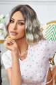 Kahverengi / Beyaz Platin Ombreli Küt Tül Peruk
