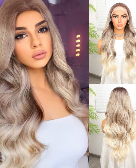 Kumral Platin Ombre ve Röfleli Fiber Sentetik Geniş Dalgalı Tül Peruk Kumral Platin Ombre ve Röfleli Fiber Sentetik Geniş Dalgalı Tül Peruk
