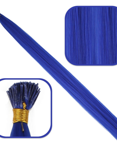Fiber Sentetik Boncuk Kaynaklık Renkli Saç / Koyu Mavi / 100 Adet Fiber Sentetik Boncuk Kaynaklık Renkli Saç / Koyu Mavi / 100 Adet