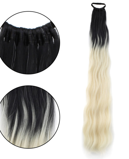 Lastik Tokalı At Kuyruğu Su Dalgalı / Siyah / Platin Ombre Lastik Tokalı At Kuyruğu Su Dalgalı / Siyah / Platin Ombre