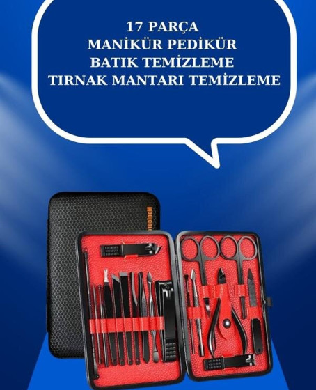 17 Parça El Ayak Bakım Seti Tırnak Temizleme Manikür Pedikür Cımbız Törpü Tırnak Makası 17 Parça El Ayak Bakım Seti Tırnak Temizleme Manikür Pedikür Cımbız Törpü Tırnak Makası
