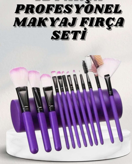 Makyaj Fırçası 12 Parça Set Yumuşak Uçlu Göz Makyajına Uygun Hafif ve Taşınabilir Çanta