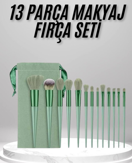 Makyaj Fırça Seti Yeşil 13 Parça Fondöten Fırçası Allık Fırçası Far Fırçası Makyaj Fırça Seti Yeşil 13 Parça Fondöten Fırçası Allık Fırçası Far Fırçası