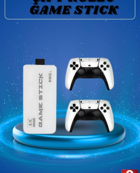 Game Stick 4K Retro Çift Kollu Atari Oyunlari +20000 Oyunlu Konsol Nostalji