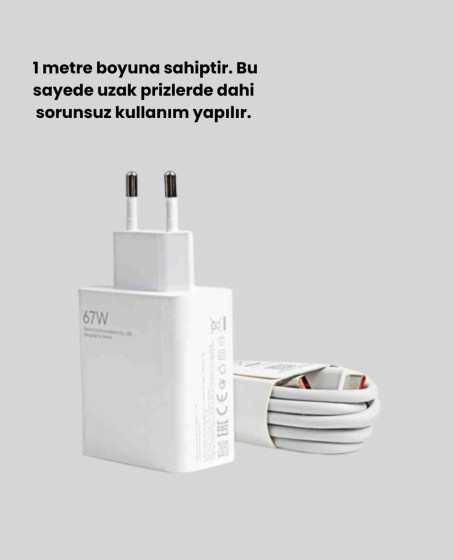 67 Watt Hızlı Şarj Adaptörü Samsung S20 S21 S22 S23 Uyumlu